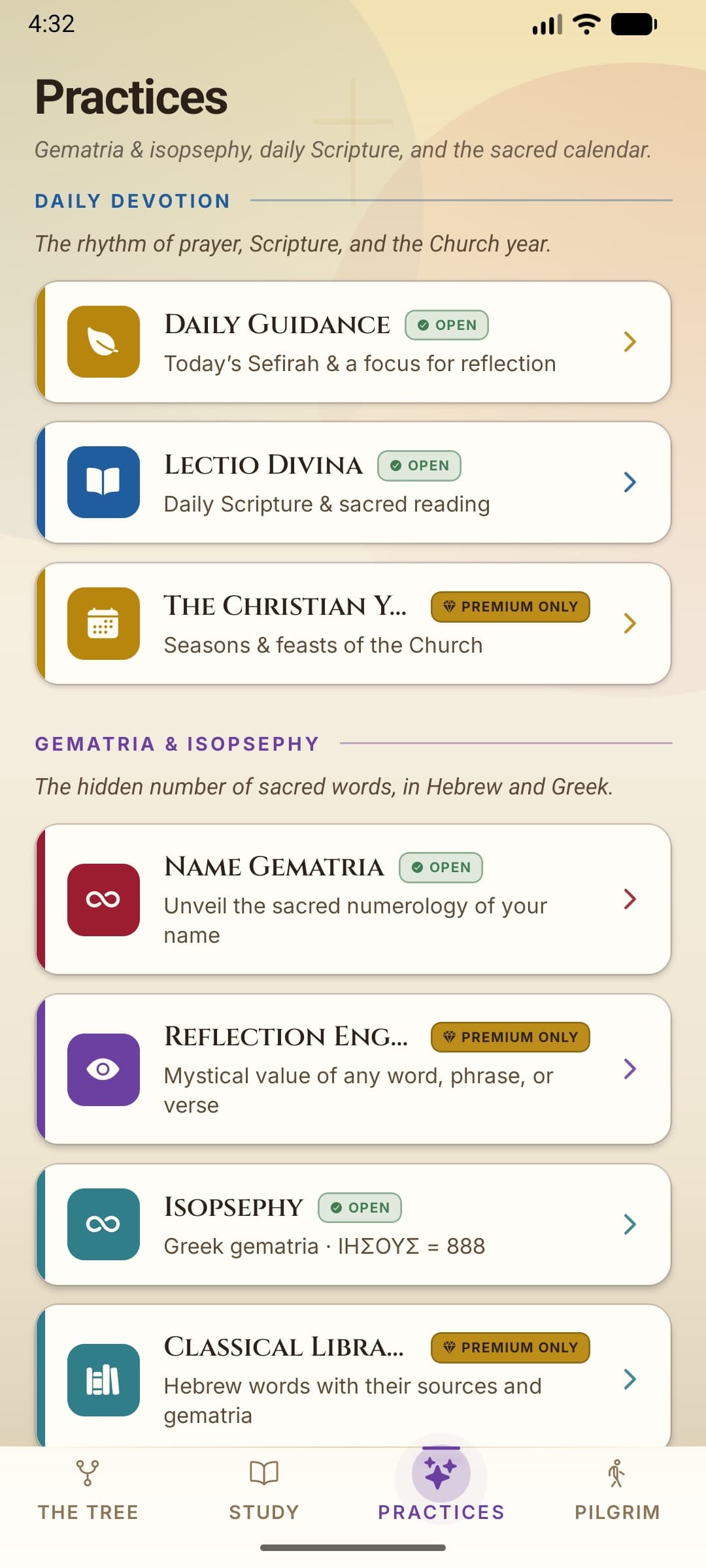 Lux Crucis app — Practices